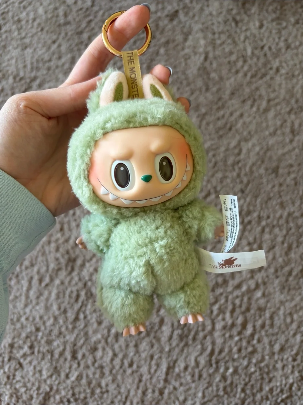 The Monsters Plush Keychain - green macaron labubu - like new